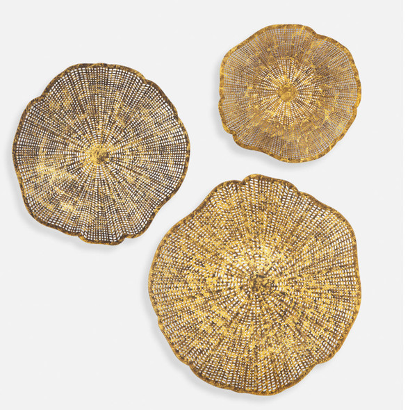 Radiance Gold Metal Wall Decor Set/3 Contemporary style Wall Art Decor