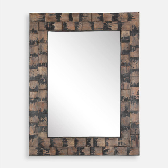Burke Wooden Mirror - Size: 121H x 90W x 5D (cm) - Organic style
