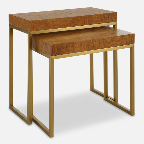 Burl-esque Wooden Nesting Tables S/2 Organic style Accent Table Decor