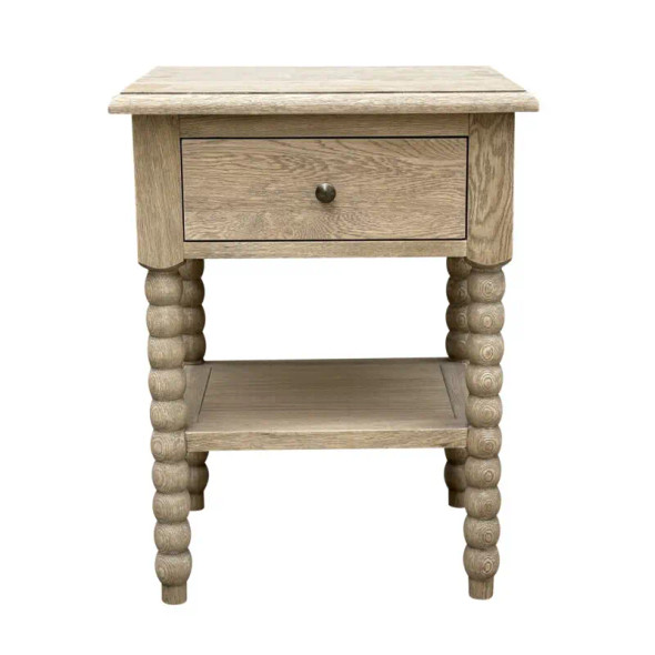 Belleville Bobbin 50cm Side Table - Weathered Oak Bedroom Furniture - HL602-50-105