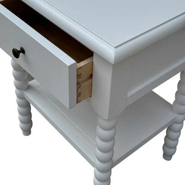 Belleville Bobbin 50cm Side Table - White Bedroom Furniture - HL602-50-MW