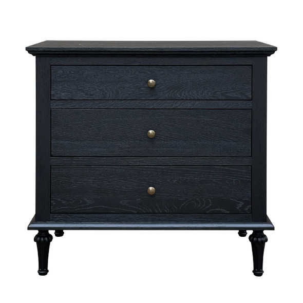 Bordeaux Side Table Round Knob Large - Black Oak (HL158-1-107)