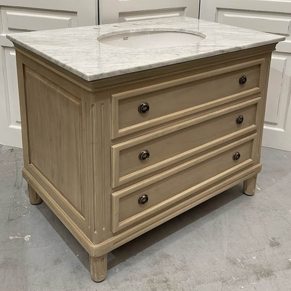 Hayward Single Vanity w/ Sink & Marble Top - Sandbar - Solid Timber Farmhouse style Bathroom & Laundry furniture