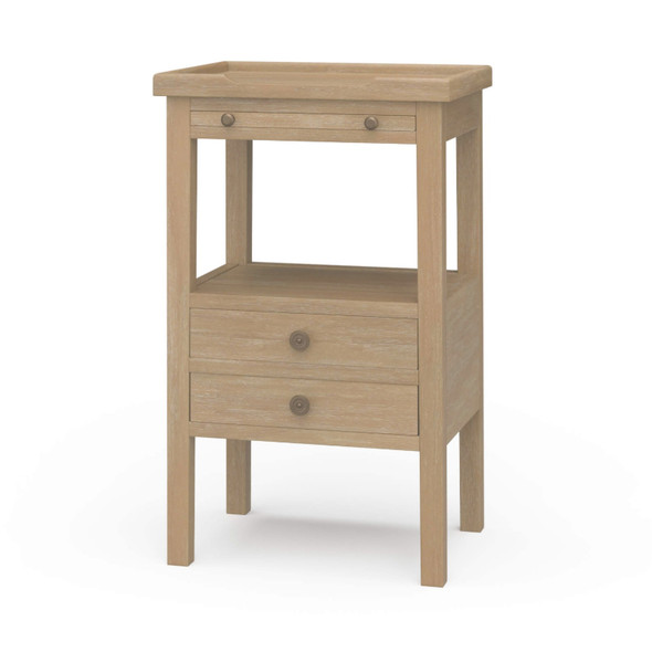 Eton 2 Drawer Side Table w/ Pull Out Shelf - Sandbar - Size: 42H x 32W x 69D (cm) - Craftsman style