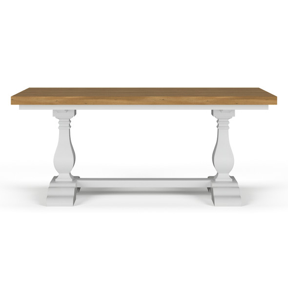 Provincial Trestle Dining Table 180cm - Architectural White / Antique French Oak - Size: 76H x 180W x 80D (cm) - French Provincial style
