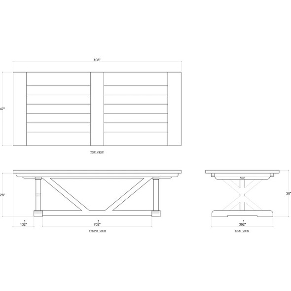 Hamptons X-Base Dining Table 270cm - Smokey Grey - Solid Timber French Provincial style Dining Room furniture
