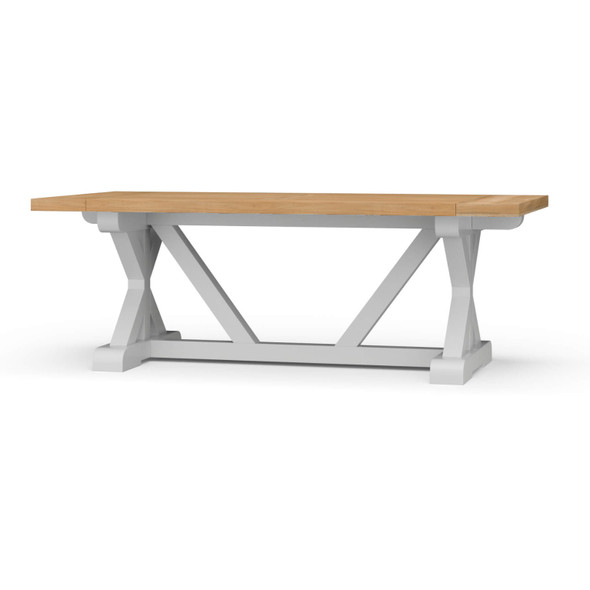 Hamptons X-Base Dining Table 210cm - Architectural White / Vintage Birch - Size: 76H x 213W x 102D (cm) - French Provincial style