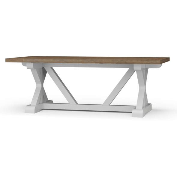 Hamptons X-Base Dining Table 210cm - True White / Straw Wash - Size: 76H x 213W x 102D (cm) - French Provincial style