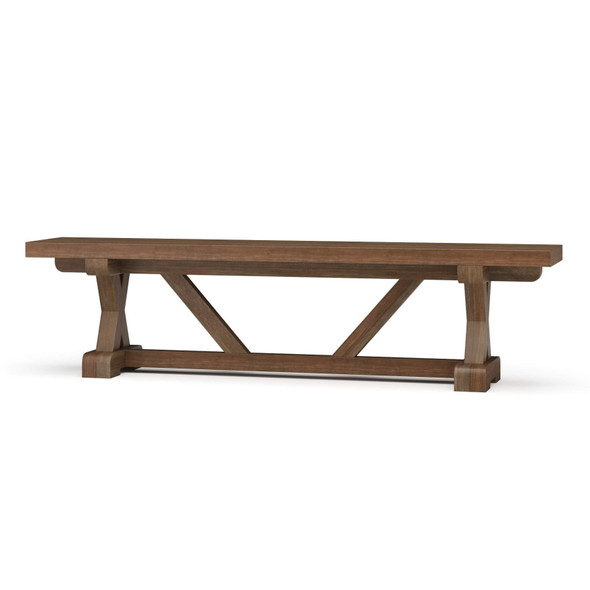 Hamptons X-Base Dining Bench Medium - Straw Wash - Size: 46H x 182W x 33D (cm) - French Provincial style
