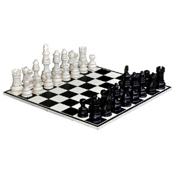 Gentlemen's Club Chess Set - White Antique / Black Antique - Size: 28H x 80W x 80D (cm) - Traditional style