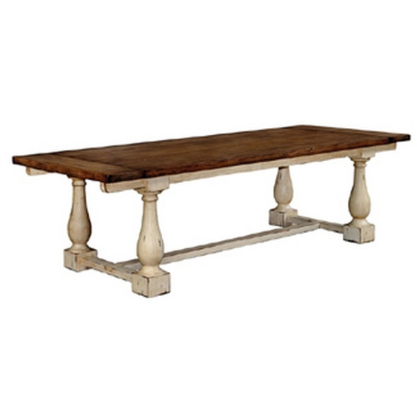 Hemmingway Dining Table 240cm - Antique Cream / Antique Oak - Size: 76H x 244W x 102D (cm) - Hamptons style