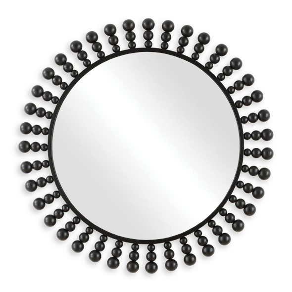 Aziel Round Black Mirror Boho Chic style Wall Mirror Decor