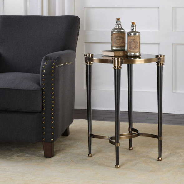 Thora Brushed Black Accent Table - Size: 62H x 48W x 48D (cm) - Contemporary style