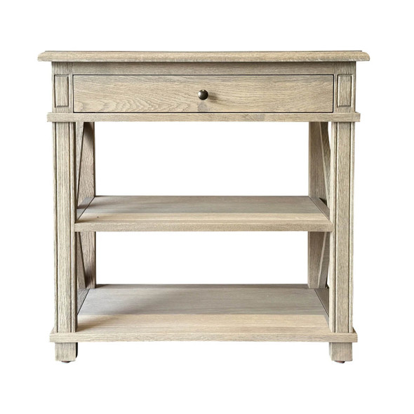 Xavier Large Side Table - Weathered Oak - Hamptons style
