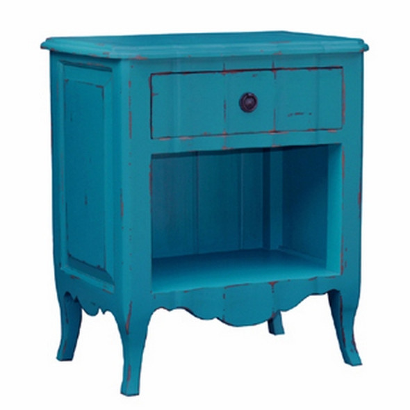 Monaco Open Bedside Cabinet - Marine Blue - Size: 70H x 60W x 40D (cm) - French Provincial style
