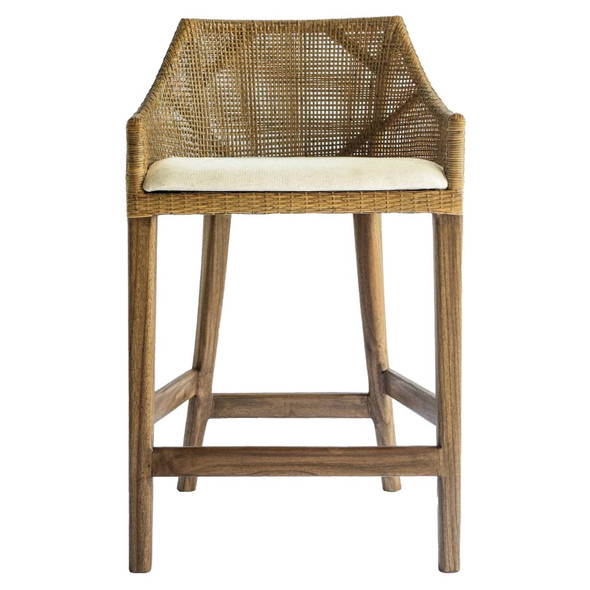 Cuban Rattan Counter Stool - Mango Teak - Coastal style