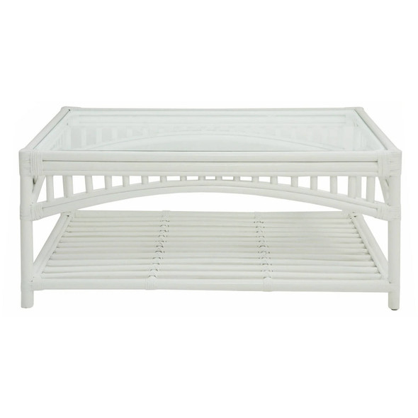 Bahamas Rattan Coffee Table - White - Coastal style
