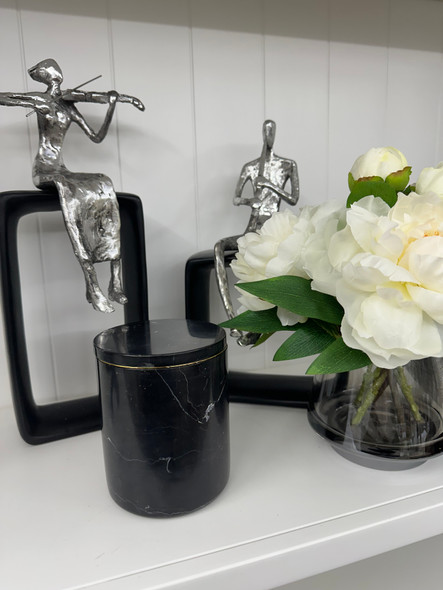 Black Nero Marquina Marble Candle Holder & Gold Insert 350g Black Nero Marquina Marble Candle Holder & Gold Insert 350g