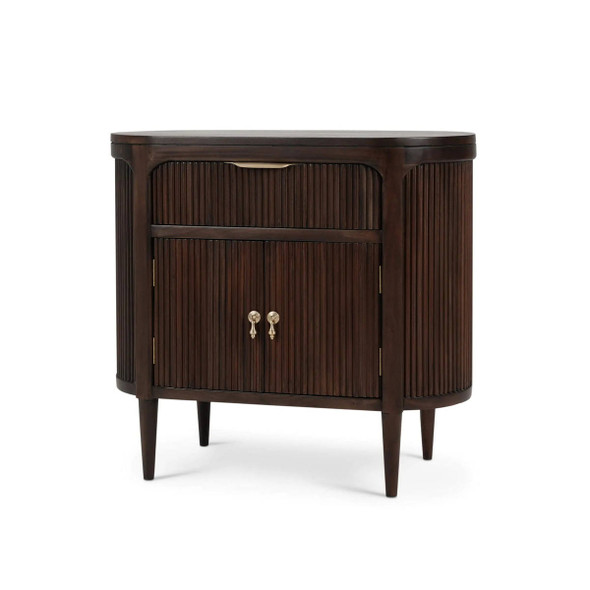 Regent Bedside Table w/ Doors and Lip/Drop Pull Handles - Solid Timber Mid-Century Modern style Bedroom furniture