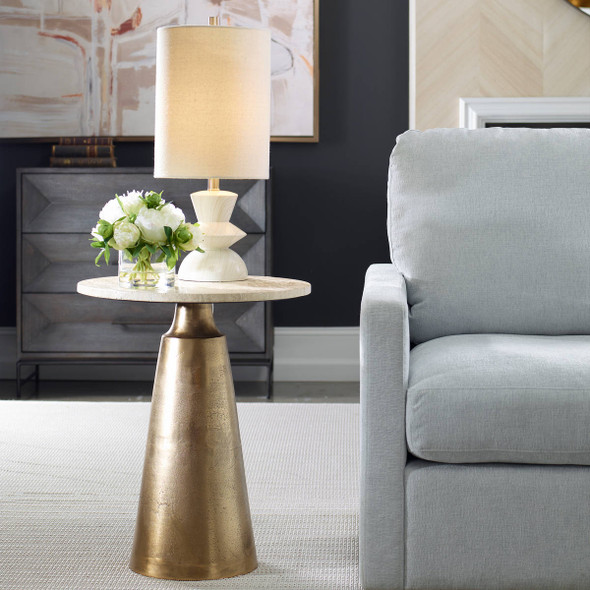 Midsummer Antique Brass Accent Table - Size: 61H x 51W x 51D (cm) - Mid-Century Modern style Midsummer Antique Brass Accent Table - Size: 61H x 51W x 51D (cm) - Mid-Century Modern style