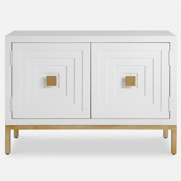 Aiken White 2 Door Cabinet Geometric style Accent Cabinet Decor Aiken White 2 Door Cabinet Geometric style Accent Cabinet Decor