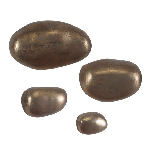 Set In Stone Brass Outdoor Wall Art Set/4 Mid-Century Modern style Wall Art Decor