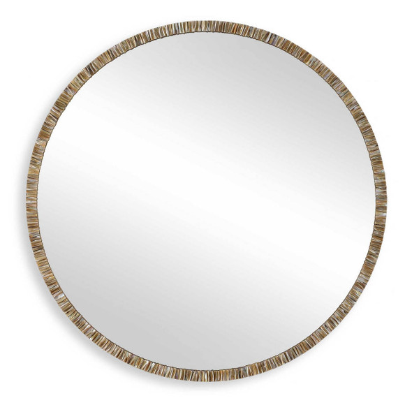 Odeon Shell Inlay Round Mirror - Size: 102H x 102W x 4D (cm) - Coastal style