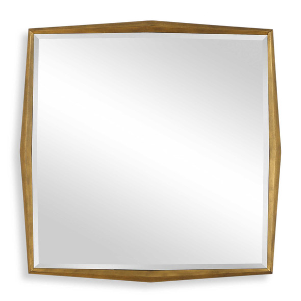 On Point Square Gold Mirror - Size: 102H x 102W x 3D (cm) - Mid-Century Modern style