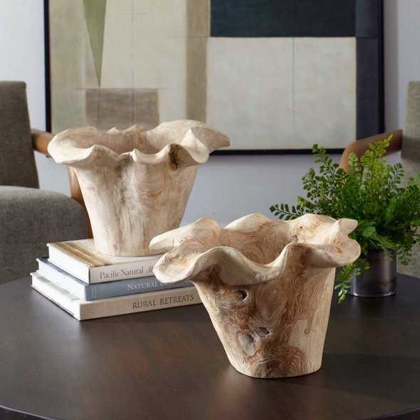 Teak Flow White Wash Outdoor Bowl Coastal style Bowl Decor