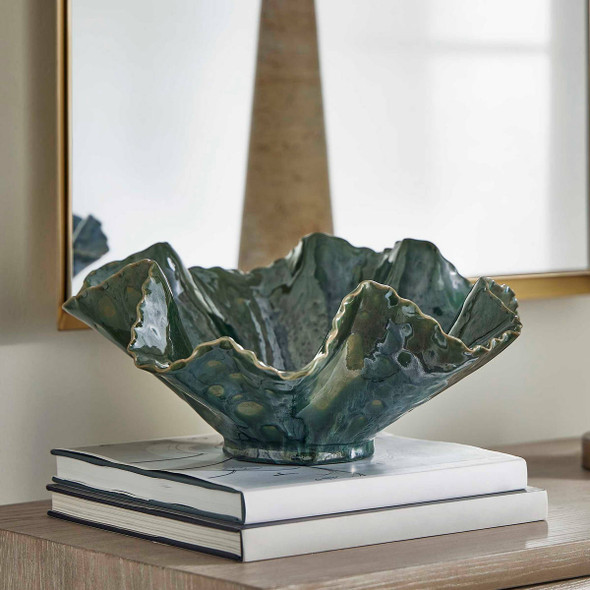 Verdant Bloom Emerald Outdoor Bowl Organic style Bowl Decor