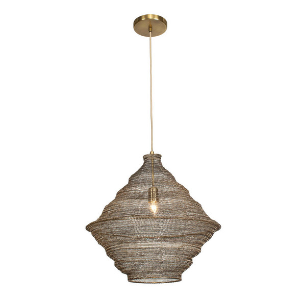 Sigh Woven Brass 1 Light Pendant Mid-Century Modern style Ceiling Pendant Decor