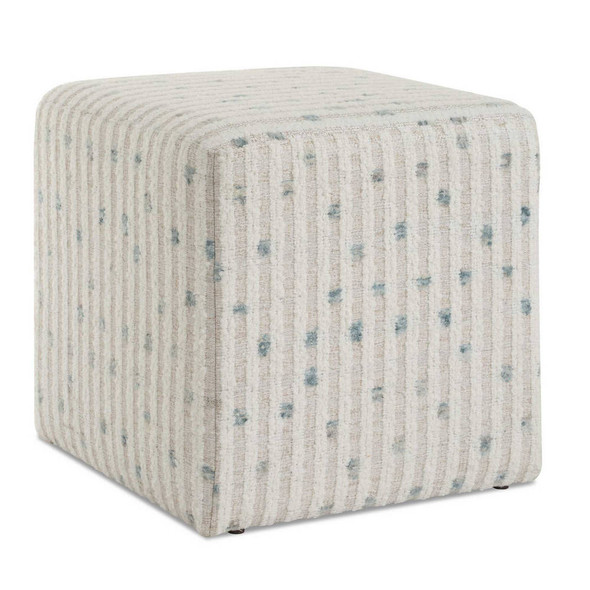 Joie White Chenille Ottoman - Size: 46H x 46W x 46D (cm) - Contemporary style