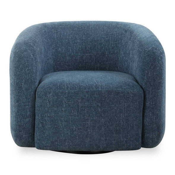 Junie Blue Swivel Barrel Chair - Size: 74H x 88W x 84D (cm) - Contemporary style