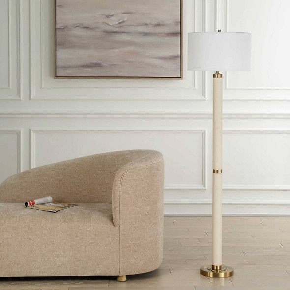 Wessex White Floor Lamp - Size: 167H x 43W x 43D (cm) - Mid-Century Modern style