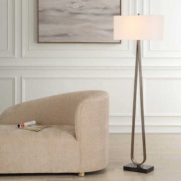 McQuinn Dark Walnut Table Lamp - Size: 78H x 46W x 46D (cm) - Mid-Century Modern style