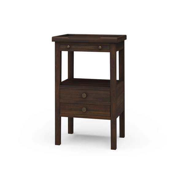 Eton 2 Drawer Side Table w/ Pull Out Shelf - Dark Walnut - Size: 69H x 42W x 32D (cm) - Craftsman style