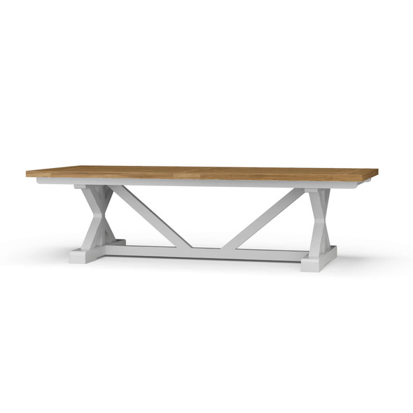 Hamptons X-Base Dining Table 270cm - True White / Antique French Oak (26067-TRWAFD)