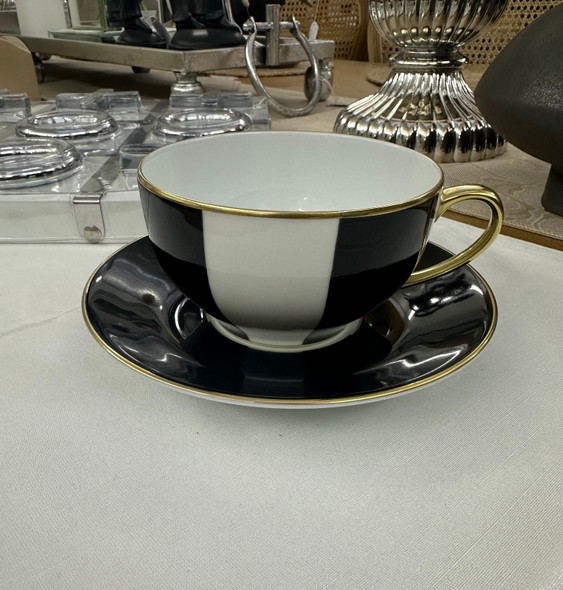 Limoges Legle Breakfast Cup & Saucer - Black Stripe