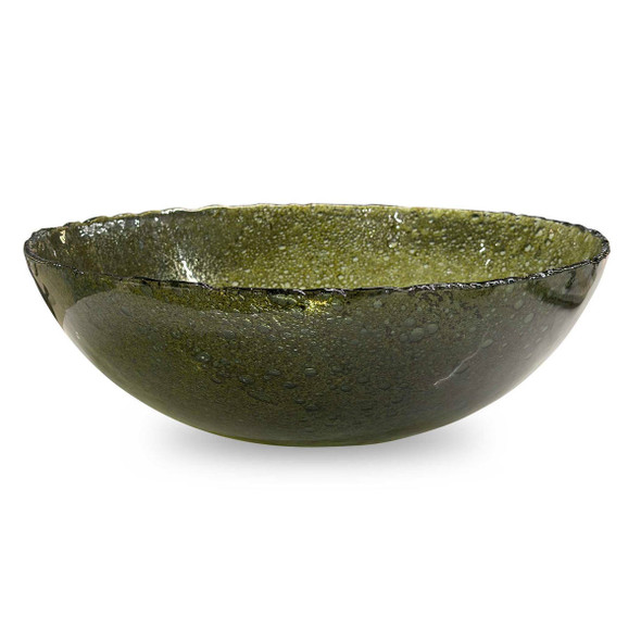 Veridian Shimmer Earthy Glass Bowl - Size: 15H x 41W x 41D (cm) - Organic style