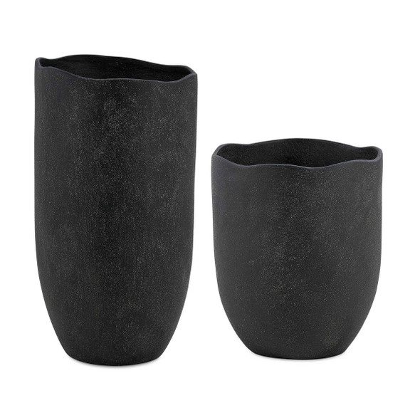 Komorebi Indoor-Outdoor Black Vases Set/2 - Size: 43H x 23W x 23D (cm) - Organic style