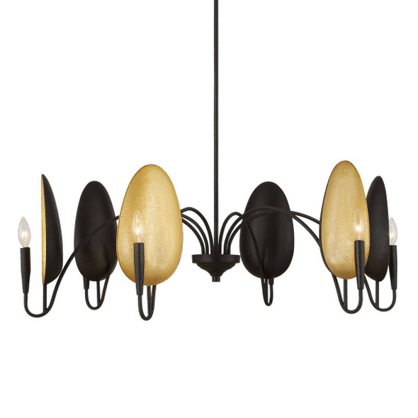 Warwick 6 Light Matte Black Chandelier - Size: 48H x 0W x 0D (cm) - Contemporary style