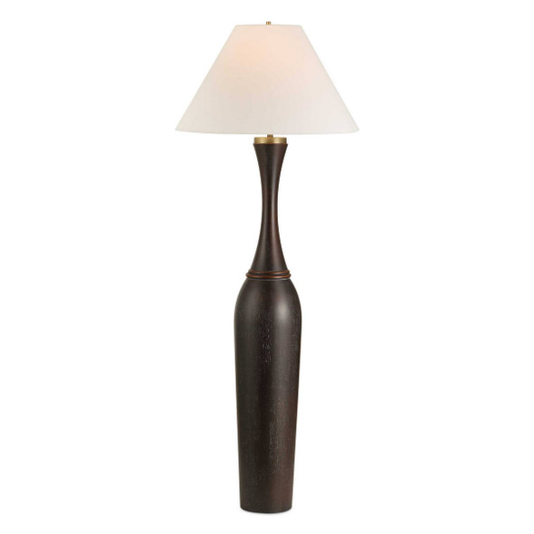 Pravin Dark Wood Floor Lamp - Size: 163H x 62W x 62D (cm) - Contemporary style