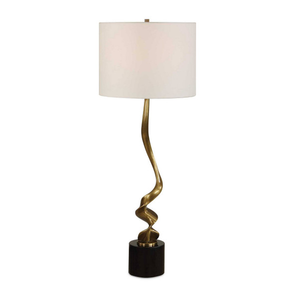 Spiraling Cordless Brass Buffet Lamp - Size: 89H x 33W x 33D (cm) - Contemporary style