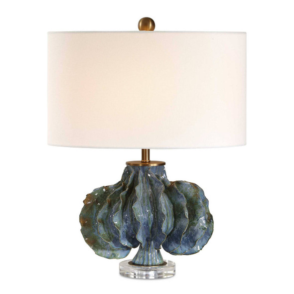 Ruffle Up Blue Green Table Lamp - Size: 58H x 46W x 46D (cm) - Organic style