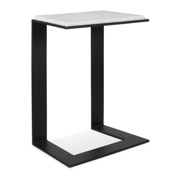 Kenora White Marble Accent Table - Size: 57H x 46W x 30D (cm) - Contemporary style