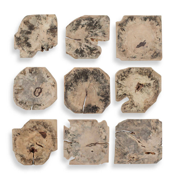 Bahati Wood Bleached Wall Decor Set/9 - Size: 41H x 41W x 3D (cm) - Organic style