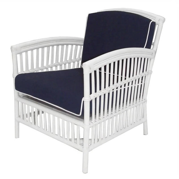 Miami Rattan Armchair - White/Blue - Boho Chic style