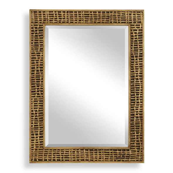 Woven In Time Gold Mirror - Size: 101H x 75W x 2D (cm) - Contemporary style