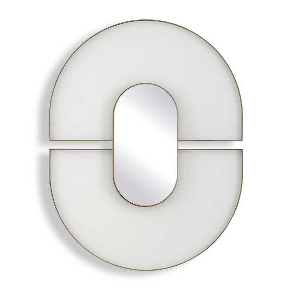 Encase Modern White Oval Mirror - Size: 77H x 60W x 4D (cm) - Contemporary style