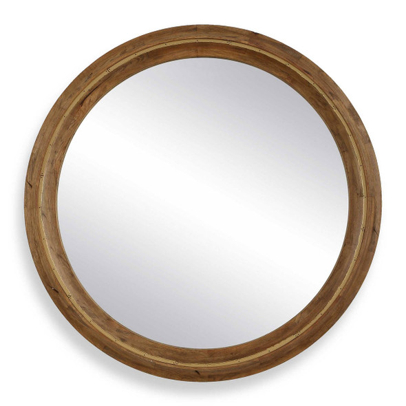 Frontier Round Wood Mirror - Size: 113H x 113W x 7D (cm) - Industrial style